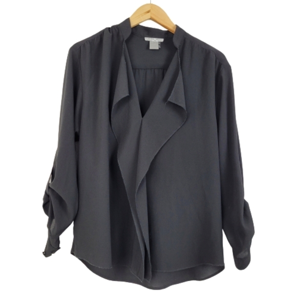 Alberto Makali black chaffon ruffle v-neck top - Picture 6 of 6